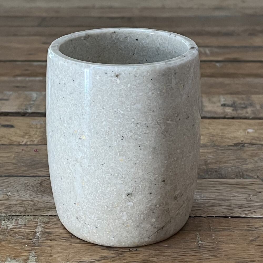 Soapstone Speckled Stone Cup Toothbrush Holder 3.75"